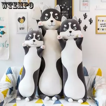 Большая милая плюшевая игрушка кукла Хаски с подушкой, сплющивающейся на постельном белье, кукла-девочка Эрха 80CM