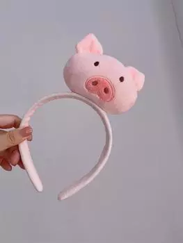 Большая милая плюшевая повязка на голову в виде свиньи, пушистая повязка на голову для мытья лица, розовая повязка на голову в виде свиньи