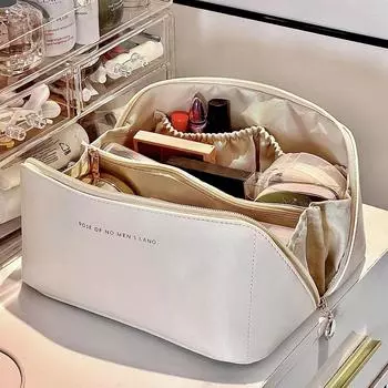 Большая модная кожаная дорожная косметичка для женщин, косметический органайзер, вместительная косметичка для хранения, женская косметичка 1pcs чёрный