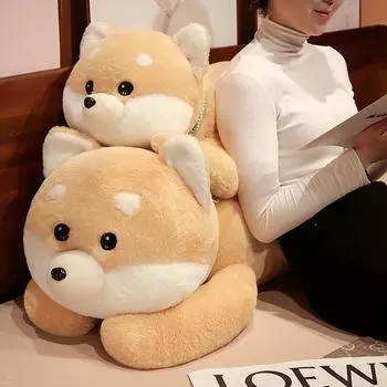 Большая мягкая плюшевая подушка сиба-ину - милая и удобная мягкая игрушка для детей 80 cm жёлтый