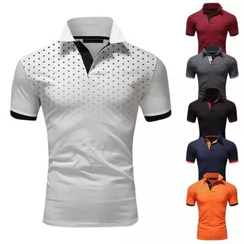 Большая мужская повседневная тонкая футболка с коротким рукавом и принтом в горошек, мужская летняя футболка XXXXL винный