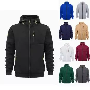 Большая мужская толстовка с капюшоном в спортивном стиле с множеством молний и карманов. Толстовки и свитшоты (Мужской) S белый