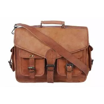 Большая мужская винтажная коричневая сумка через плечо из натуральной кожи для ноутбука, портфель 13 X 18 X 5 in коричневый
