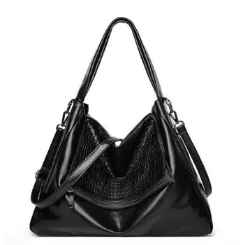 Большая однотонная женская сумка на плечо из мягкой кожи, большая вместительная сумка-хобо, модная сумка через плечо, женская сумка-шопер на молнии