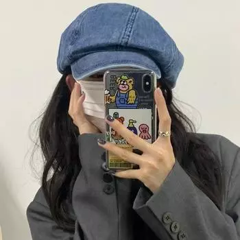 Большая окружность головы джинсовые куртки берет девушка показать лицо маленькая корейская версия универсальная шляпа весна и осень ретро гонконгский стиль милый крутой стиль 56cm-60cm