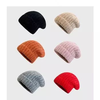 Большая окружность головы, ленивая, толстая, укладывающаяся шапка, детская зимняя, теплая, универсальная, свободная, шерстяная шапка, показывающая лицо, маленькая, холодная шапка M56-58cm красный