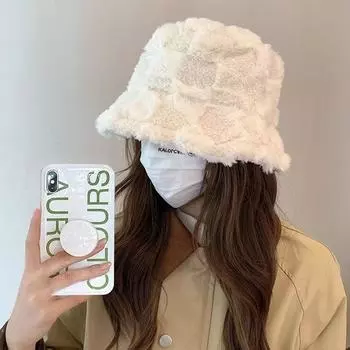 Большая окружность головы, мягкая и милая плюшевая шапка с ушками медведя для женщин на осень и зиму, сохраняющая тепло и открывающая лицо, маленькая свободная one size белый