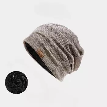 Большая окружность головы осень-зима бархатная вязаная шапка с ворсом для детей холодная шапка для велоспорта спортивная крышка защита ушей теплая шапка для мужчин One Size