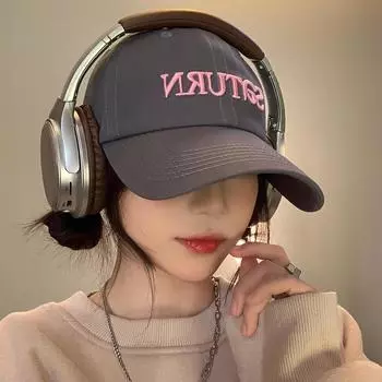 Большая окружность головы показывает маленькое лицо. Универсальная вышитая кепка с козырьком. Женская кепка с глубоким верхом. Бейсболка с широкими полями. Защита от солнца. Adjustable - SaTURN серый