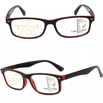 Большая оправа пресбиопия женщины мужчины чтение зеркало диоптрий квадратные очки мультифокальные очки для чтения анти-синий свет ручной работы +3.0 кофейный