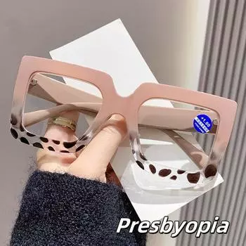 Большая оправа с прозрачными линзами, простые очки, модные квадратные очки для чтения и работы за компьютером, декоративная цветная оправа, очки для пресбиопии до +4,0 0