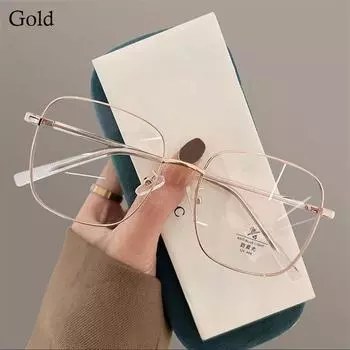 Большая оправа с защитой от ультрафиолетовых лучей синего цвета Очки для ежедневного ухода за зрением Сверхлегкие очки для близорукости Оправа Металлическая оправа Очки для женщин и мужчин