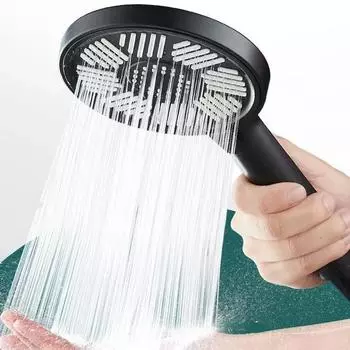 Большая панель насадки для душа 13 см, дождевой душ высокого давления, экономия воды, 3 режима, регулируемая насадка для душа, аксессуары для ванной комнаты чёрный