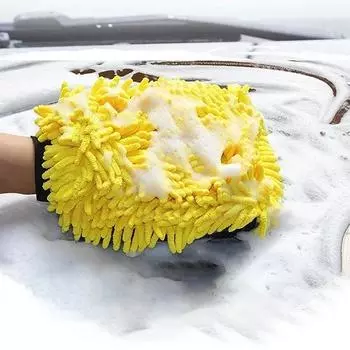 Большая перчатка для мытья автомобиля из микрофибры, водонепроницаемые перчатки из синели, толстые перчатки для чистки автомобиля, восковая обработка автомобиля, двухсторонние перчатки жёлтый