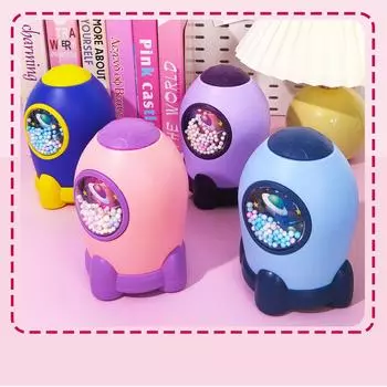 Большая пластиковая мультяшная копилка-ракета для мальчиков с запираемым сменным паролем 12 x 17 cm