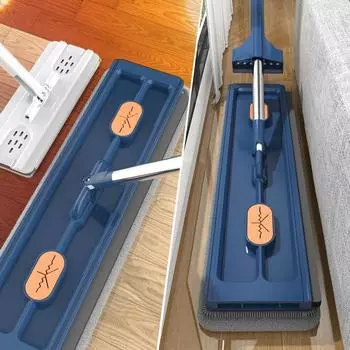 Большая плоская швабра из нержавеющей стали с тонким волокном для чистки полов, плитки, инструменты для дома синий