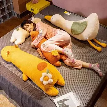 Большая плюшевая игрушка лиса медведь олень мягкие игрушки гусь мягкая милая подушка для сна высококачественная кукла дети рождественские подарки 105cm