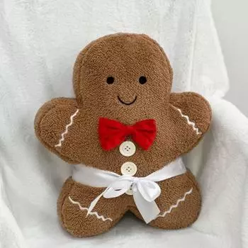 Большая плюшевая игрушка в виде пряничного человечка, мягкая рождественская кукла для детей, праздничный праздник