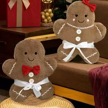 Большая плюшевая игрушка в виде пряничного человечка, мягкая рождественская кукла для детей, праздничный домашний декор, подарок на день рождения для мальчиков и девочек A
