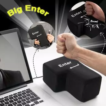 Большая подушка-игрушка для снятия стресса с USB-подключением и функцией клавиши Enter, мягкая, плюшевая, снимает стресс на работе или во время игр, помогает расслабиться и заснуть чёрный