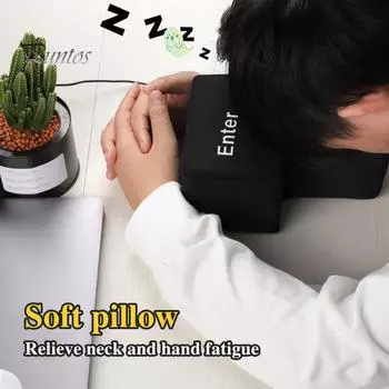 Большая подушка-игрушка для снятия стресса с USB-подключением и функцией клавиши Enter, мягкая, плюшевая, снимает стресс на работе или во время игр, помогает расслабиться и заснуть чёрный