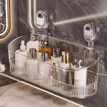 Большая полка для стаканов на присоске для ванной комнаты, подвесная корзина для геля для душа в ванной, ящик для хранения косметики, настенная полка для хранения