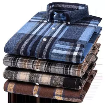 Большая повседневная рубашка в клетку из утолщенного хлопка с начесом M