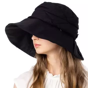Большая прохладная Nobel UV Полностью УФ УФ поставляется с ремешком на подбородок [Loo&c] Женская шляпа, Размер, На ощупь, Шляпа, Затемнение, Защита, Весна/Лето, Защита, чёрный