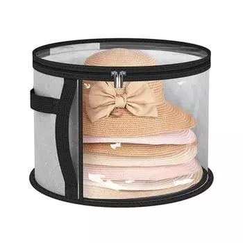 Большая прозрачная сумка для хранения шляп, вместительная, с застежкой-молнией, широкополая шляпа серый