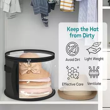 Большая прозрачная сумка для хранения шляп, вместительный чехол на молнии с широкими полями, органайзер для ковбойских шляп с ручками для переноски серый