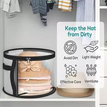 Большая прозрачная сумка для хранения шляп с застежкой-молнией, вместительная, широкий органайзер для ковбойских шляп серый