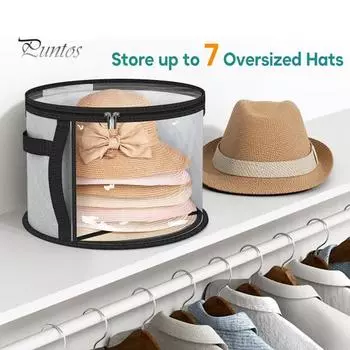 Большая прозрачная сумка для хранения шляп с застежкой-молнией, вместительный органайзер для ковбойских шляп, чехол для шляп с широкими полями и ручками для переноски серый