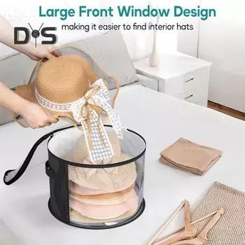 Большая прозрачная сумка для хранения шляп, вместительный чехол на молнии с широкими полями, органайзер для ковбойских шляп с ручками для переноски серый