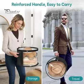 Большая прозрачная сумка для хранения шляп, вместительный чехол на молнии с широкими полями, органайзер для ковбойских шляп с ручками для переноски серый