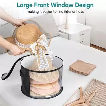 Большая прозрачная сумка для хранения шляп, вместительный чехол на молнии с широкими полями, органайзер для ковбойских шляп с ручками для переноски серый