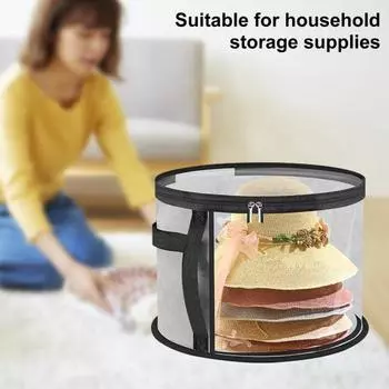 Большая прозрачная сумка для хранения шляп с ручкой, застежкой-молнией, прозрачный дизайн, складной органайзер для ковбойских шляп, чехол для шляп с широкими полями серый