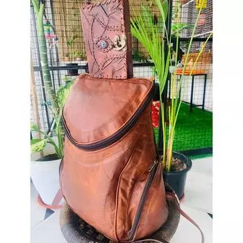 Большая распродажа козья кожа рюкзак сумка ноутбук рюкзак коричневый мужской [бесплатный журнал для глаз] 12 x 16 x 5 in коричневый