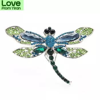 Большая разноцветная стрекоза женская брошь зимние украшения подарок модный аксессуар