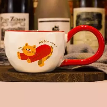 Большая ручка мультяшная художественная чашка, бытовая кружка для питья, вода для девочек, офисная керамика, кофейные чашки, кружка для завтрака, посуда для питья 330ML