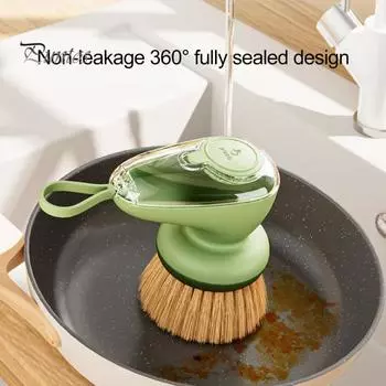 Большая щетка для мытья посуды с дозатором мыла, эргономичная ручка, дозатор мыла, инструмент для мытья посуды, кухонный инструмент для уборки A зелёный