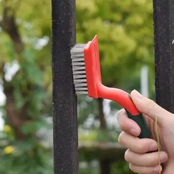 Большая щетка для удаления ржавчины из нержавеющей стали с ручкой из термопластичной резины, промышленная очистка, полировка, проволочная щетка для удаления ржавчины красный