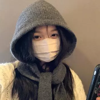 Большая шапка-балаклава с большой талией, женская осенне-зимняя новая вязаная толстовка с капюшоном, интегрированная теплая вязаная шапка с защитой ушей one size красный