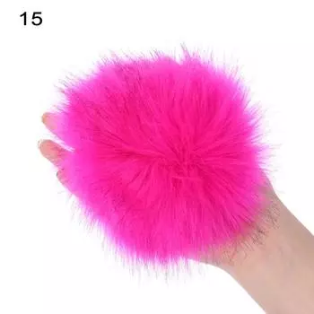 Большая шапка-бини 15 см с помпоном из искусственного меха 15