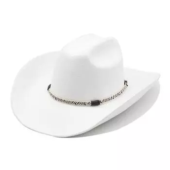 Большая шерстяная шляпа с полями в стиле вестерн-ковбой, подарочная шляпа для мужчин и женщин, парная шляпа, этническая фетровая шляпа M56-59cm белый