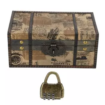 Большая шкатулка для драгоценностей Большая вместимость Винтажный стиль Прочная деревянная шкатулка для широкого применения Винтажная шкатулка для драгоценностей