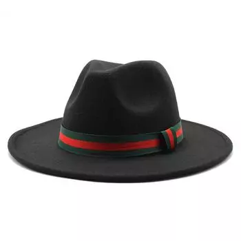 Большая шляпа Eave Fashion Flat Top Hat Мужская и женская шерстяная шляпа Jazz Hat M56-58cm трава зеленый