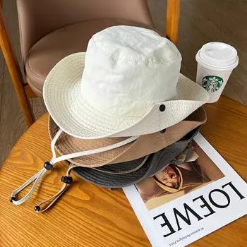 Большая шляпа-ведро с завязками на карнизе, солнцезащитный козырек, женская летняя тонкая шляпа-ведро для отдыха на открытом воздухе, джинсовая, альпинистская, кемпинговая, мужская шляпа average size (56-58cm) армия зеленый