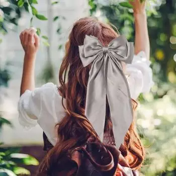 Большая шпилька с двойным бантом, однотонная, гладкая, атласная, для девочек, весенняя заколка для волос, аксессуары для волос в стиле осень-зима королевский синий