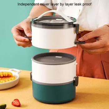 Большая штабелируемая термостойкая стабильная домашняя герметичная коробка для бенто для обеда для студенческого держателя бенто 3 Layers белый