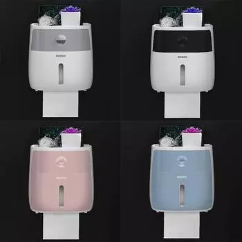 Большая сильная наклейка для ванной комнаты, вакуумный пластиковый водонепроницаемый держатель для туалетной бумаги, коробка чёрный